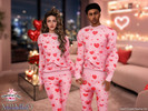Sims 4 — Heart Couple Pajamas Set by Mermalade — Heart Couple Pajamas Sweatshirt