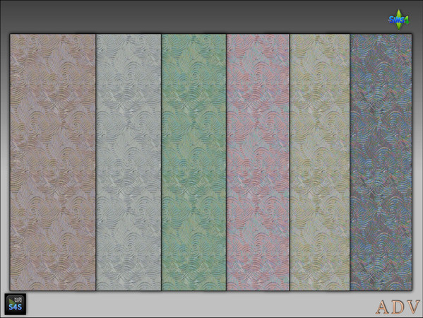Sims 4 — ADV_Mabra_s4WallSet18 by MABRA2 — Simple textured wallpaper 6 swatches