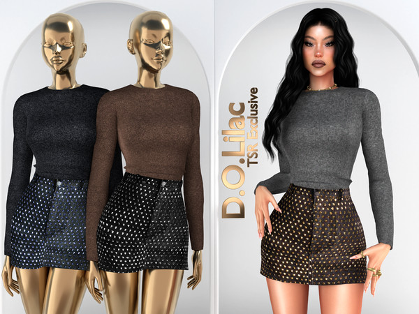Sims 4 — Urban Shine Set DO143 by DOLilac — Includes: (Top + Bottom)