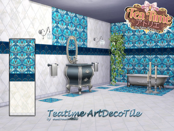 Sims 4 — Teatime ArtDecoTile by matomibotaki — Elegant Art Nouveau tiles for the bathroom or wherever beautiful tiles are