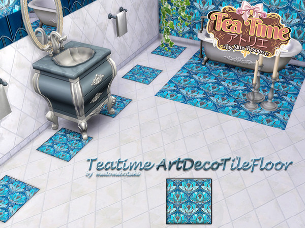Sims 4 — Teatime ArtDecoTileFloor by matomibotaki — Elegant Art Nouveau floor tiles for the bathroom or wherever