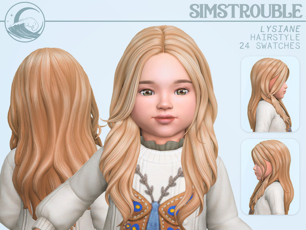 Sims 4 — simstrouble_ToddlerHair_LysianeV3 by simstrouble — A long, wavy, layered hairstyle for babes Base Game