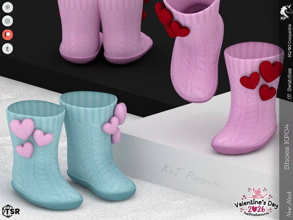 Sims 4 — Shoes KP04- Infant by KaTPurpura — Flat sock-style shoes with non-slip soles and heart details
