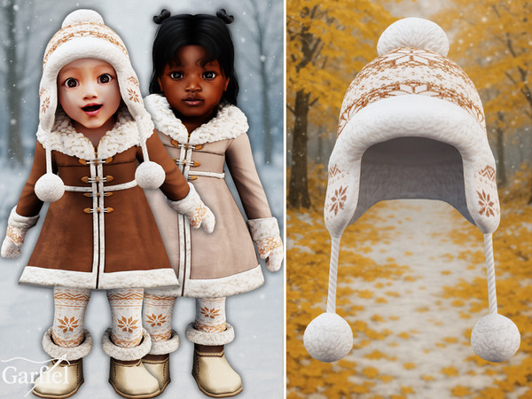 Sims 4 — Infant - Winter earflap hat by Garfiel — Cozy winter earflap hat for infants with soft lining fluffy pom-pom and