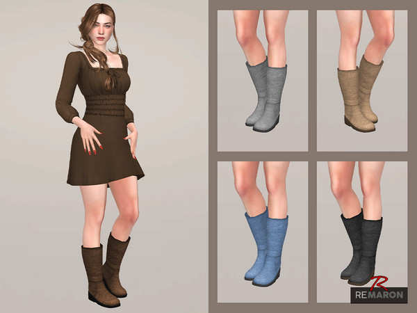 Sims 4 — Leather Boots Womenswear by remaron — Leather boots for Women in The Sims 4 - Sims 4 CC ReMaron_F_Shoes001 New