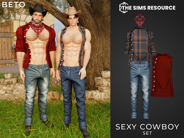 Sims 4 — By Beto - Sexy CowBoy (Top V2) by Beto_ae0 — Sexy cowboy outfit for your men, enjoy it