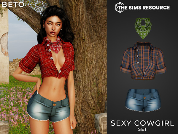 Sims 4 — By Beto - Sexy Cowgirl (Bandana) by Beto_ae0 — Sexy cowgirl outfit, enjoy it in your game
