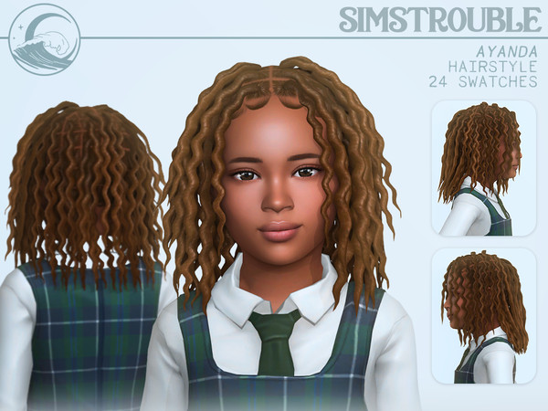 Sims 4 — Ayanda Hairstyle - Child Conversion by simstrouble — Wavy locs for you kids! Base Game Compatible