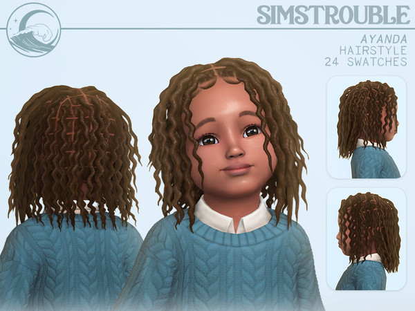 Sims 4 — Ayanda Hairstyle - Toddler Conversion by simstrouble — Wavy locs for you tods! Base Game Compatible