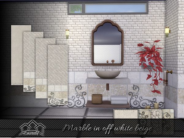 Sims 4 — Marble in Off White Beige by Emerald — Marble in off white beige is a natural stone with a unique, luxurious,