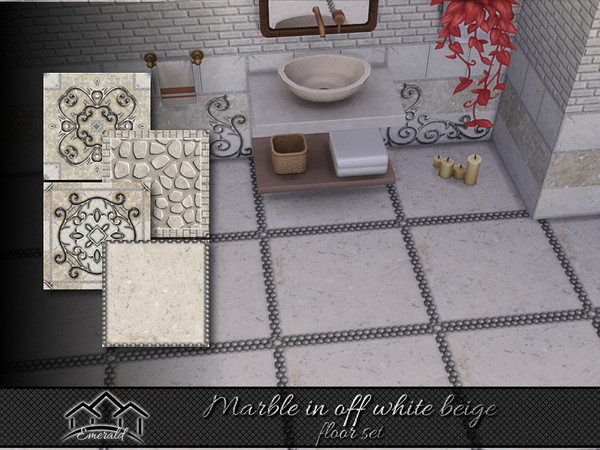 Sims 4 — Marble in Off White Beige floor set by Emerald — Marble in off white beige is a natural stone with a unique,