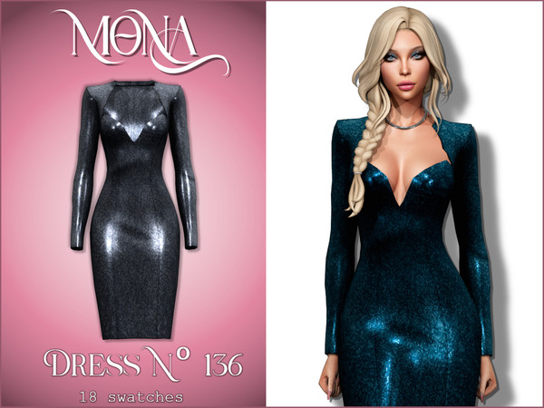 Sims 4 — Glittered formal dress by Mona — -New mesh-
