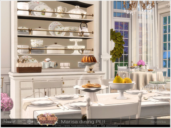 Sims 4 — Marisa dining Pt.II by Severinka_ — Delicate beige and deep shades of green combined with natural wood and aged