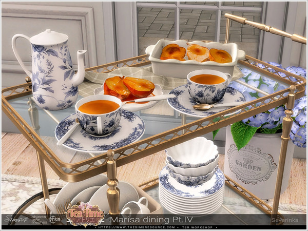 Sims 4 — Marisa dining Pt.IV by Severinka_ — Delicate beige and deep shades of green combined with natural wood and aged