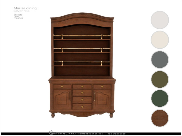 Sims 4 — Marisa - buffet by Severinka_ — Delicate beige and deep shades of green combined with natural wood and aged gold