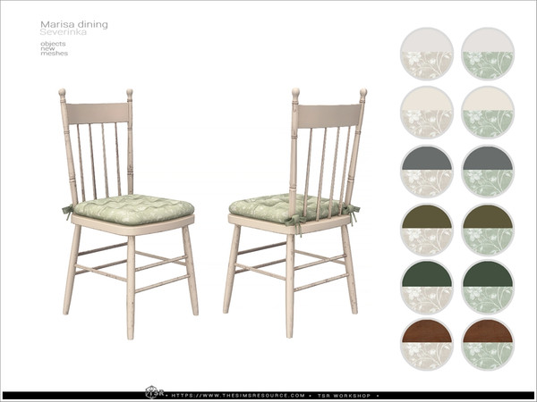 Sims 4 — Marisa - dining chair by Severinka_ — Delicate beige and deep shades of green combined with natural wood and