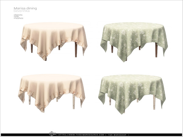 Sims 4 — Marisa - dining table round 6 person by Severinka_ — Delicate beige and deep shades of green combined with