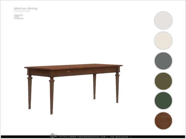 Sims 4 — Marisa - dining table short by Severinka_ — Delicate beige and deep shades of green combined with natural wood