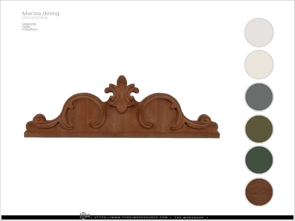 Sims 4 — Marisa - wood wall pediment by Severinka_ — Delicate beige and deep shades of green combined with natural wood