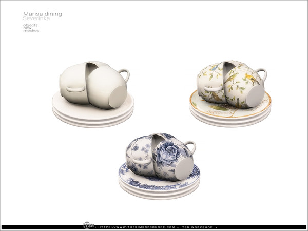 Sims 4 — Marisa - cups on plates by Severinka_ — Delicate beige and deep shades of green combined with natural wood and