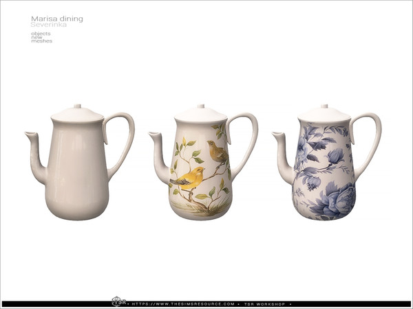 Sims 4 — Marisa - teapot by Severinka_ — Delicate beige and deep shades of green combined with natural wood and aged gold