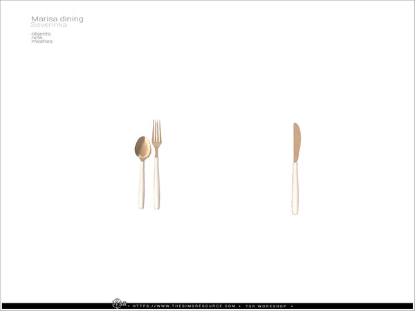 Sims 4 — Marisa - cutlery by Severinka_ — Delicate beige and deep shades of green combined with natural wood and aged