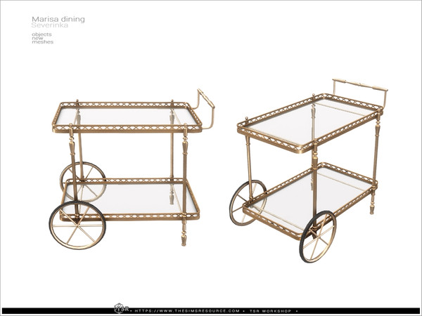 Sims 4 — Marisa - serving trolley by Severinka_ — Delicate beige and deep shades of green combined with natural wood and