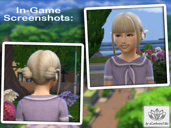 Sims 4 — (Lewbertsn00tles) Lilyth Hair Bow (Child) by Lewbertsn00tles — A delicate hairstyle with two buns and straight