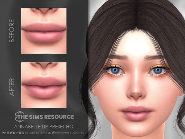 Sims 4 — Annabelle Lip Preset HQ by Caroll912 — A medium-sized lip preset for female Sims. Preset is suited for