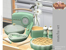 Sims 4 — Matcha Set by kerriganhouse — An adorable green and pink baking clutter set.