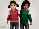 Sims 4 — Toddler - Sporty polo sweatshirt with colorblock sleeves and ribbing by Garfiel — A casual toddler top that