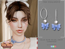 Sims 4 — Blue Bow Pearl Drop Earrings by Glitterberryfly — A drop earring with pearl drops and bows