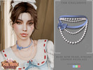 Sims 4 — Blue Bow Pearl Strand Choker Necklace by Glitterberryfly — A pearl strand necklace with blue bow choker