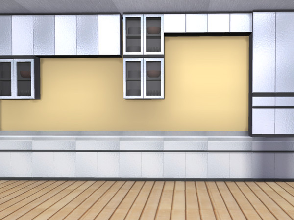 Sims 4 — Cleyne Bright and Modern Kitchen -  Island by CarineKitana — Cleyne Bright and Modern Kitchen - Glossy Glass Set