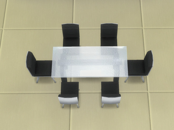 Sims 4 — Cleyne Bright and Modern Kitchen -  Table by CarineKitana — Cleyne Bright and Modern Kitchen - Glossy Glass Set