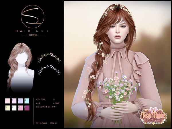 Sims 4 — (TeaTimeAtelier)sclub_ts4_hairACC01_ 040226 by S-Club — The flowers should be classified as: hats respectively.