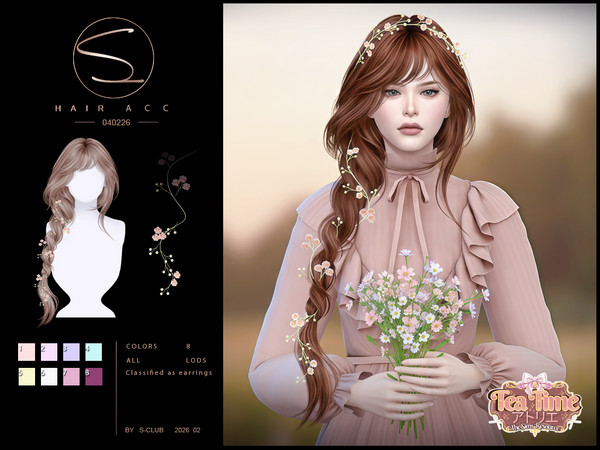 Sims 4 — (TeaTimeAtelier)sclub_ts4_hairACC02_ 040226 by S-Club — The flowers should be classified as: Earrings