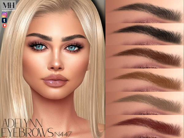 Sims 4 — Adelynn Eyebrows N447 by MagicHand — Soft-arch brows in 13 colors - HQ Compatible.