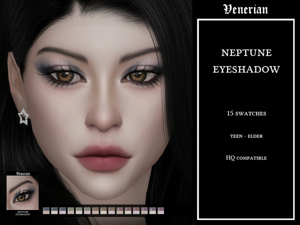 Sims 4 — Neptune Eyeshadow by Venerian by Venerian — 15 swatches Teen to elder Feminine fashion choice, no gender or