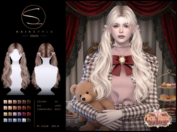 Sims 4 — (TeaTimeAtelier)sclub_ts4_hair_ 020226 by S-Club — Double ponytail hairstyle hope you like, thank you.