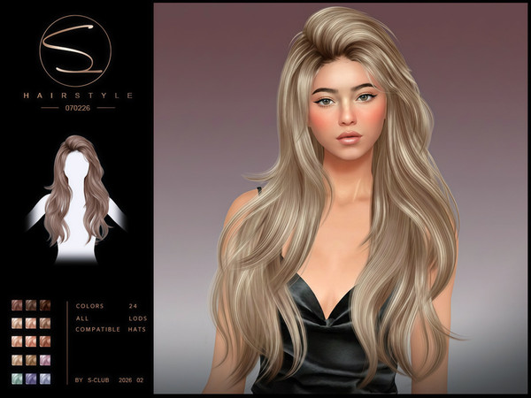 Sims 4 — sclub_ts4_hair_ 070226 by S-Club — Long wavy hair, hope you like, thank you.
