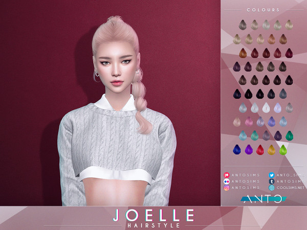 Sims 4 — Joelle Hairstyle (Front) by Anto — High middle parted bubble braid (front version)