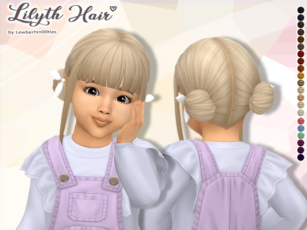 Sims 4 — (Lewbertsn00tles) Lilyth Hair (Toddler) by Lewbertsn00tles — A delicate hairstyle with two buns and straight