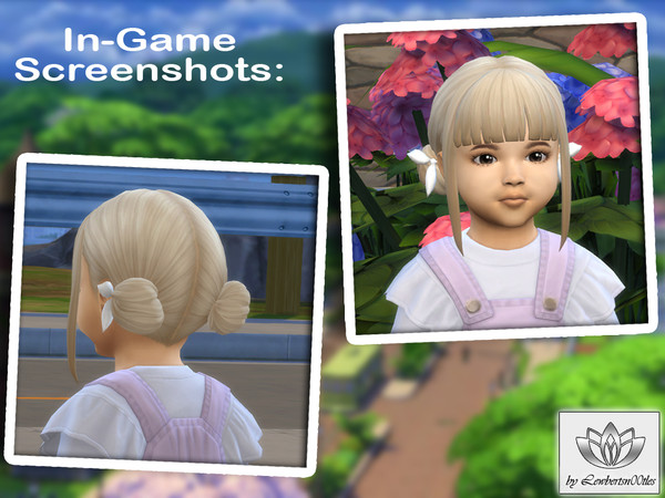 Sims 4 — (Lewbertsn00tles) Lilyth Hair Bow (Toddler) by Lewbertsn00tles — A delicate hairstyle with two buns and straight