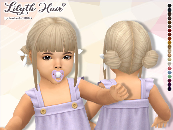 Sims 4 — (Lewbertsn00tles) Lilyth Hair Bow (Infant) by Lewbertsn00tles — A delicate hairstyle with two buns and straight
