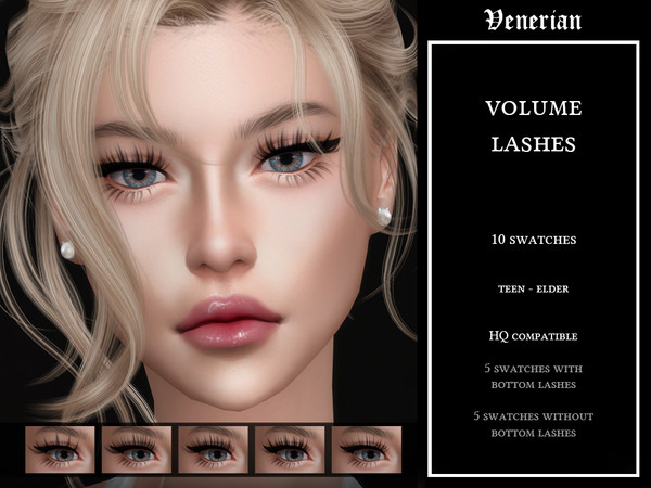 Sims 4 — Volume 3D Lashes by Venerian by Venerian — 10 swatches Teen to elder Two versions available: incompatible with