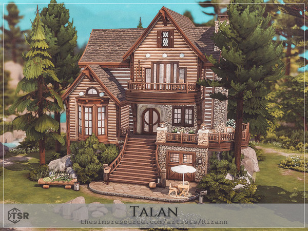Sims 4 — Talan - No CC by Rirann — Talan is a cozy log house in brown and beige colors with the use of wood and stone