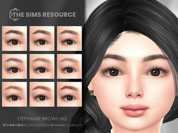 Sims 4 — Stephanie Brows HQ by Caroll912 — A 9-swatch natural, bushy, arched eyebrows in different tones of black, brown,