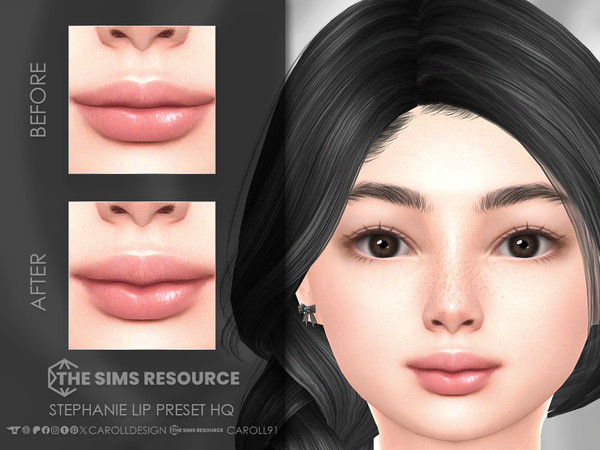 Sims 4 — Stephanie Lip Preset HQ by Caroll912 — A medium-sized lip preset for both female and male Sims. Preset is suited