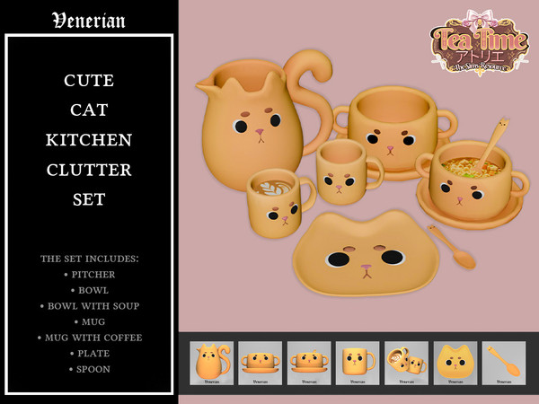 Sims 4 — Cute Cat Kitchen Clutter Set Bowl by Venerian by Venerian — dkcnsdlkd
